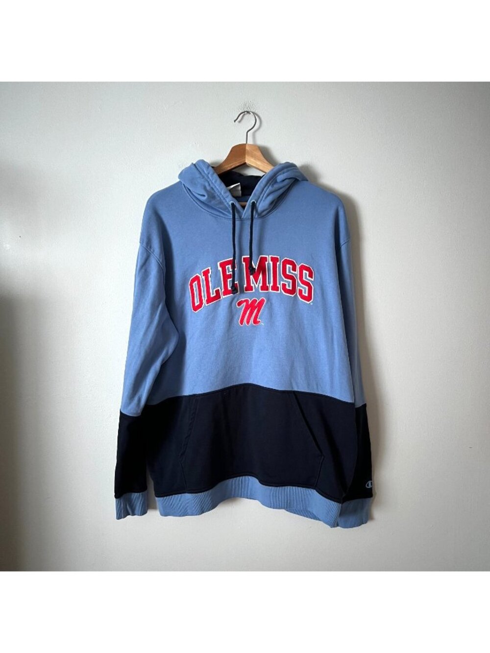 Champion Ole Miss Blue Colorblock Hoodie Men's Size XL
